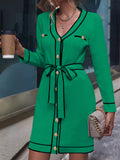 LC273739-9-S, LC273739-9-M, LC273739-9-L, LC273739-9-XL, Green Sweater Dresses