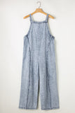 LC784761-P804-S, LC784761-P804-M, LC784761-P804-L, LC784761-P804-XL, Beau Blue Light Wash Frayed Exposed Seam Wide Leg Denim Overall