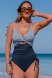 Women's Ribbed One Piece Swimsuit Tummy Control High Cut Bathing Suit