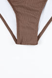 LC443640-17-S, LC443640-17-M, LC443640-17-L, LC443640-17-XL, LC443640-17-2XL, Brown Ribbed Sexy Cutout Ruched Monokini