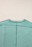 LC25225295-P1009-S, LC25225295-P1009-M, LC25225295-P1009-L, LC25225295-P1009-XL, Mint Green Textured Colorblock Crew Neck T Shirt