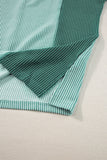 LC25225295-P1009-S, LC25225295-P1009-M, LC25225295-P1009-L, LC25225295-P1009-XL, Mint Green Textured Colorblock Crew Neck T Shirt