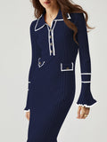 LC273732-305-S, LC273732-305-M, LC273732-305-L, LC273732-305-XL, Navy sweater dress