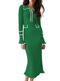 LC273732-1509-S, LC273732-1509-M, LC273732-1509-L, LC273732-1509-XL, Christmas Green sweater dress