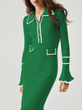 LC273732-1509-S, LC273732-1509-M, LC273732-1509-L, LC273732-1509-XL, Christmas Green sweater dress