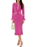 LC273732-6-S, LC273732-6-M, LC273732-6-L, LC273732-6-XL, Rose Red sweater dress