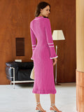 LC273732-6-S, LC273732-6-M, LC273732-6-L, LC273732-6-XL, Rose Red sweater dress