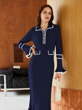 LC273732-305-S, LC273732-305-M, LC273732-305-L, LC273732-305-XL, Navy sweater dress