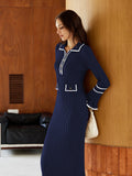 LC273732-305-S, LC273732-305-M, LC273732-305-L, LC273732-305-XL, Navy sweater dress