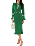 LC273732-1509-S, LC273732-1509-M, LC273732-1509-L, LC273732-1509-XL, Christmas Green sweater dress