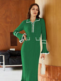 LC273732-1509-S, LC273732-1509-M, LC273732-1509-L, LC273732-1509-XL, Christmas Green sweater dress