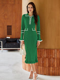 LC273732-1509-S, LC273732-1509-M, LC273732-1509-L, LC273732-1509-XL, Christmas Green sweater dress