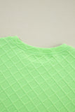 LC626216-P809-S, LC626216-P809-M, LC626216-P809-L, LC626216-P809-XL, Light Green Checkered Textured Tee and Drawstring Shorts