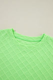 LC626216-P809-S, LC626216-P809-M, LC626216-P809-L, LC626216-P809-XL, Light Green Checkered Textured Tee and Drawstring Shorts