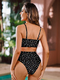 Women's Leopard Print Strapless Swimsuits High Waisted High Cut Bathing Suit