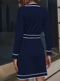 LC273739-305-S, LC273739-305-M, LC273739-305-L, LC273739-305-XL, Navy Sweater Dresses