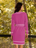 LC273739-6-S, LC273739-6-M, LC273739-6-L, LC273739-6-XL, Rose Red Sweater Dresses