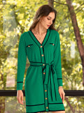 LC273739-9-S, LC273739-9-M, LC273739-9-L, LC273739-9-XL, Green Sweater Dresses