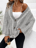 Women's Long Sleeve Cable Knit Sweater Open Front Cardigans Button Loose Outerwear