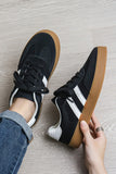 Women Striped Lace-up Flat Army Trainer Shoes