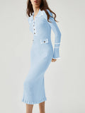 LC273732-4-S, LC273732-4-M, LC273732-4-L, LC273732-4-XL, Light Blue sweater dress