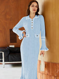 LC273732-4-S, LC273732-4-M, LC273732-4-L, LC273732-4-XL, Light Blue sweater dress