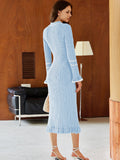 LC273732-4-S, LC273732-4-M, LC273732-4-L, LC273732-4-XL, Light Blue sweater dress