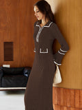 LC273732-3017-S, LC273732-3017-M, LC273732-3017-L, LC273732-3017-XL, Chocolate sweater dress