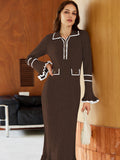 LC273732-3017-S, LC273732-3017-M, LC273732-3017-L, LC273732-3017-XL, Chocolate sweater dress