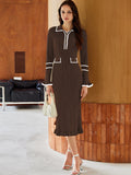 LC273732-3017-S, LC273732-3017-M, LC273732-3017-L, LC273732-3017-XL, Chocolate sweater dress