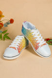 Women's Multicolor Ombre Lace Up Ripped Canvas Shoes