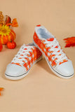 Women's Orange Plaid Print Ombre Slip On Sneakers