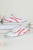 Women's Baseball Print Lace Up Canvas Shoes