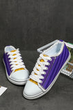 Women's Purple and Yellow Color Block Lace Up Sneakers