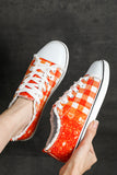 Women's Orange Plaid Print Ombre Slip On Sneakers