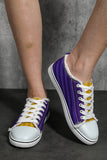 Women's Purple and Yellow Color Block Lace Up Sneakers