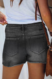 High Waist Frayed Denim Shorts