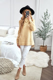 Women's Long Sleeve Knitted Tops Solid Color Mock Neck Pullover Sweater