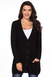 Women's V Neck Long Sleeve Cardigan Sweater Button Down Knit Outwear with Pocket