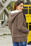 Women's Winter Fur Hooded Warm Sweater Cardigan Outerwear with Pockets