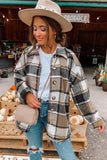 LC8511482-7-S, LC8511482-7-M, LC8511482-7-L, LC8511482-7-XL, LC8511482-7-2XL, Yellow Women's Flannel Plaid Jacket Long Sleeve Buttoned Shirts Coats Shacket