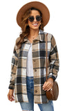 LC8511482-7-S, LC8511482-7-M, LC8511482-7-L, LC8511482-7-XL, LC8511482-7-2XL, Yellow Women's Flannel Plaid Jacket Long Sleeve Buttoned Shirts Coats Shacket