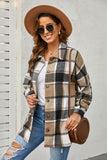 LC8511482-7-S, LC8511482-7-M, LC8511482-7-L, LC8511482-7-XL, LC8511482-7-2XL, Yellow Women's Flannel Plaid Jacket Long Sleeve Buttoned Shirts Coats Shacket