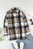 LC8511482-7-S, LC8511482-7-M, LC8511482-7-L, LC8511482-7-XL, LC8511482-7-2XL, Yellow Women's Flannel Plaid Jacket Long Sleeve Buttoned Shirts Coats Shacket