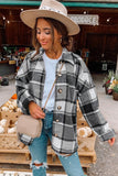 LC8511482-11-S, LC8511482-11-M, LC8511482-11-L, LC8511482-11-XL, LC8511482-11-2XL, Gray Women's Flannel Plaid Jacket Long Sleeve Buttoned Shirts Coats Shacket