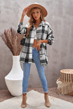 LC8511482-11-S, LC8511482-11-M, LC8511482-11-L, LC8511482-11-XL, LC8511482-11-2XL, Gray Women's Flannel Plaid Jacket Long Sleeve Buttoned Shirts Coats Shacket