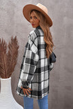 LC8511482-11-S, LC8511482-11-M, LC8511482-11-L, LC8511482-11-XL, LC8511482-11-2XL, Gray Women's Flannel Plaid Jacket Long Sleeve Buttoned Shirts Coats Shacket