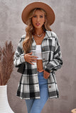 LC8511482-11-S, LC8511482-11-M, LC8511482-11-L, LC8511482-11-XL, LC8511482-11-2XL, Gray Women's Flannel Plaid Jacket Long Sleeve Buttoned Shirts Coats Shacket