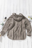 Khaki Womens Full Zip Soft Warm Sherpa Hooded Coat with Pocket LC8511355-16