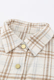 LC8511394-16-S, LC8511394-16-M, LC8511394-16-L, LC8511394-16-XL, LC8511394-16-2XL, Khaki Womens Casual Plaid Shacket Button Down Shirts Coats